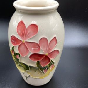 Vintage Moorcroft Miniature Pink Ceramic Flower Vase Made in England Mini RARE